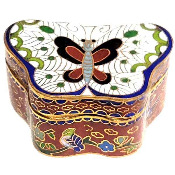 CLOISONNE BOX23 1.75"X2.5" RUST RED